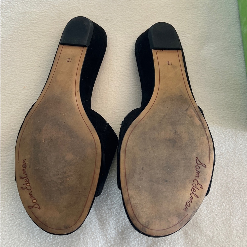 Sam Edelman Black Suede Slide Sandals - Picture 2 of 5